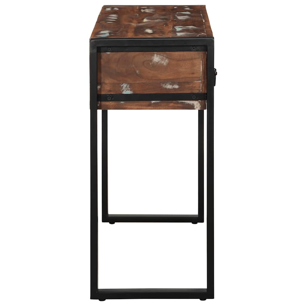 konsolbord 100x35x75 cm massivt genbrugstræ flerfarvet