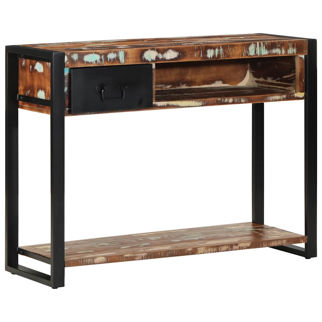 konsolbord 100x35x75 cm massivt genbrugstræ flerfarvet