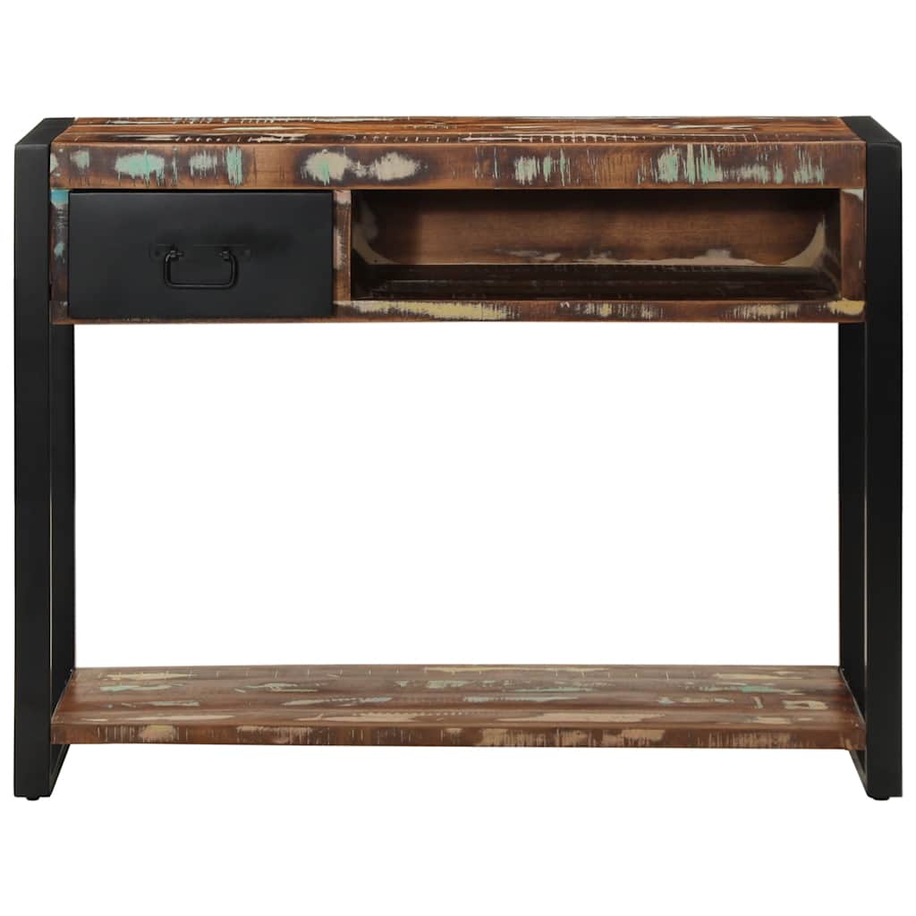 konsolbord 100x35x75 cm massivt genbrugstræ flerfarvet