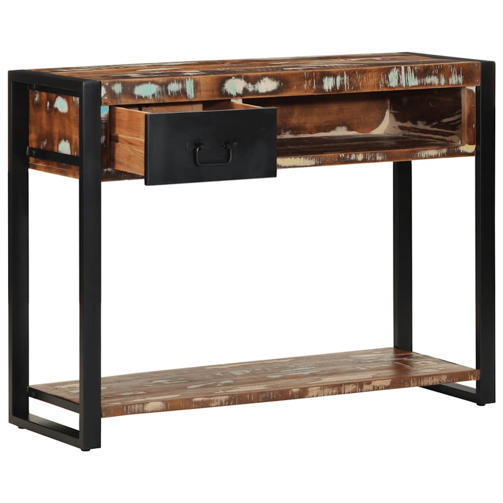 konsolbord 100x35x75 cm massivt genbrugstræ flerfarvet