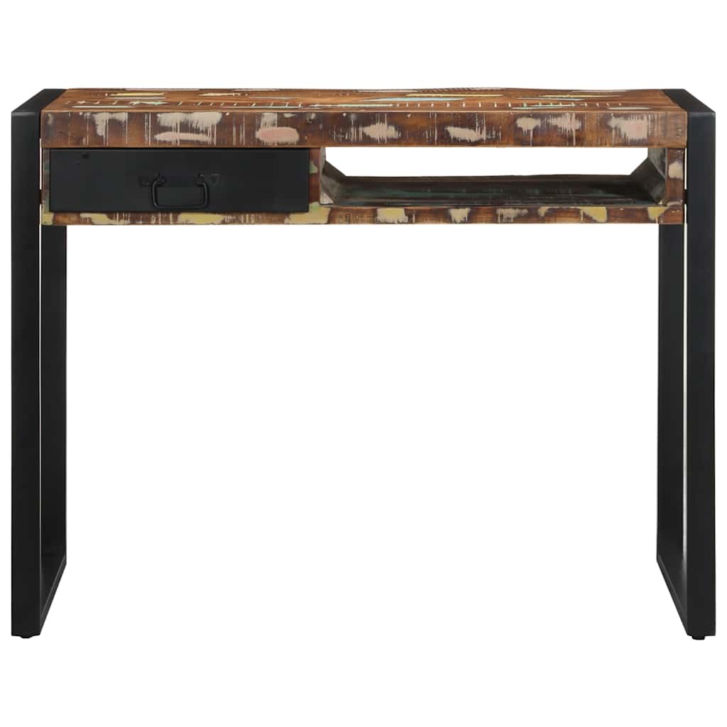 skrivebord 100x50x75 cm massivt genbrugstræ flerfarvet