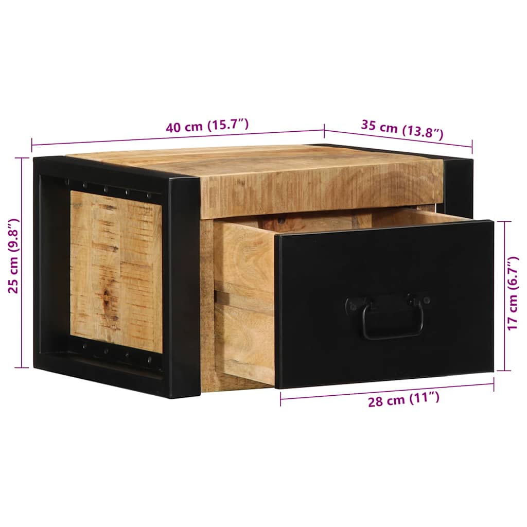 sengeskab 40x35x25 cm massivt ru mangotræ