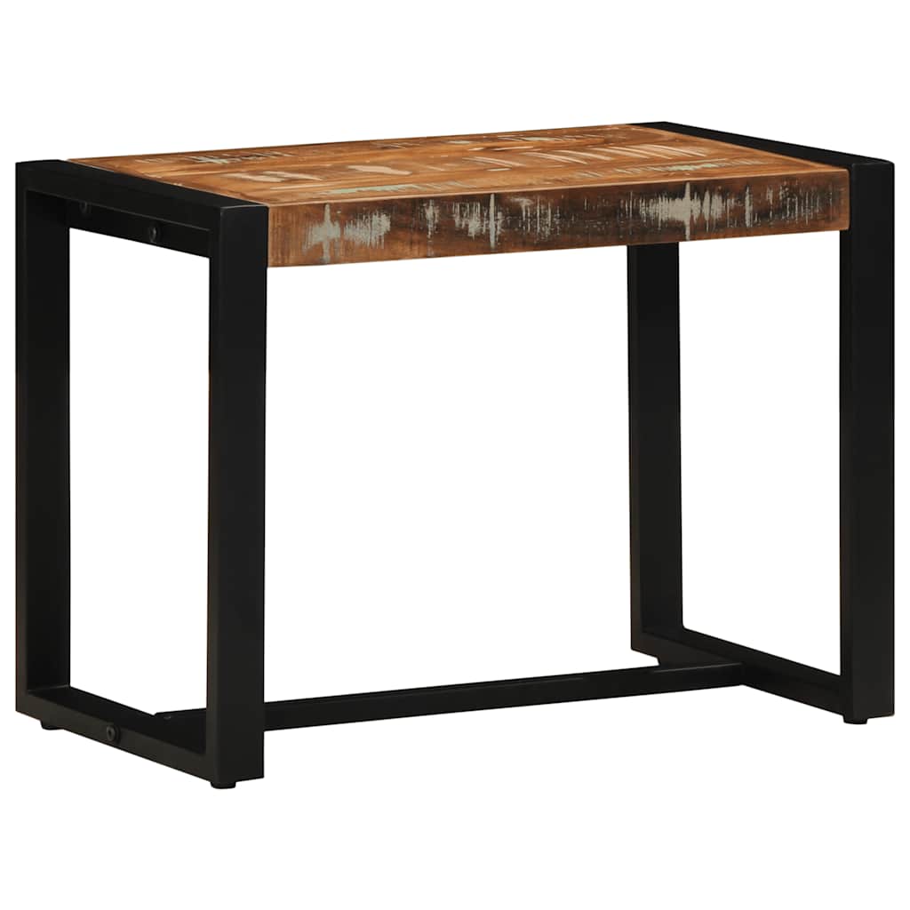 bænk 60x35x45 cm massivt genbrugstræ flerfarvet