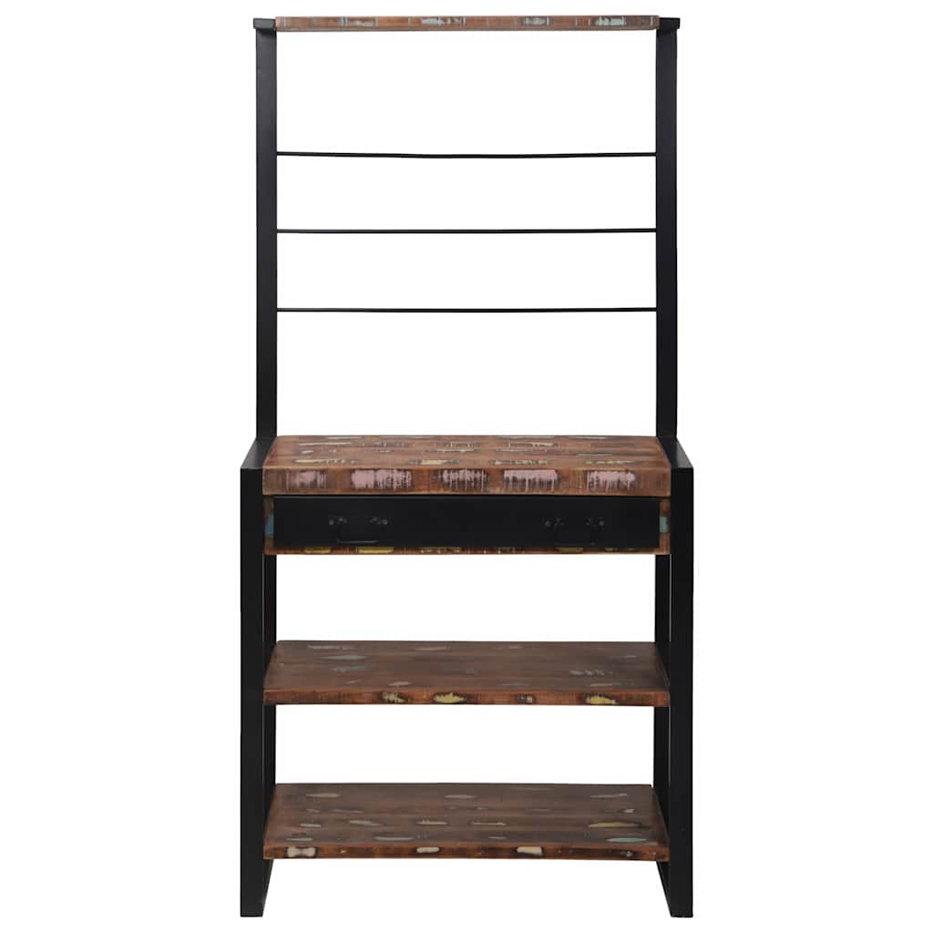 Køkkenreol Mønstret og sort 80 x 40 x 160 cm Solid genbrugs træ