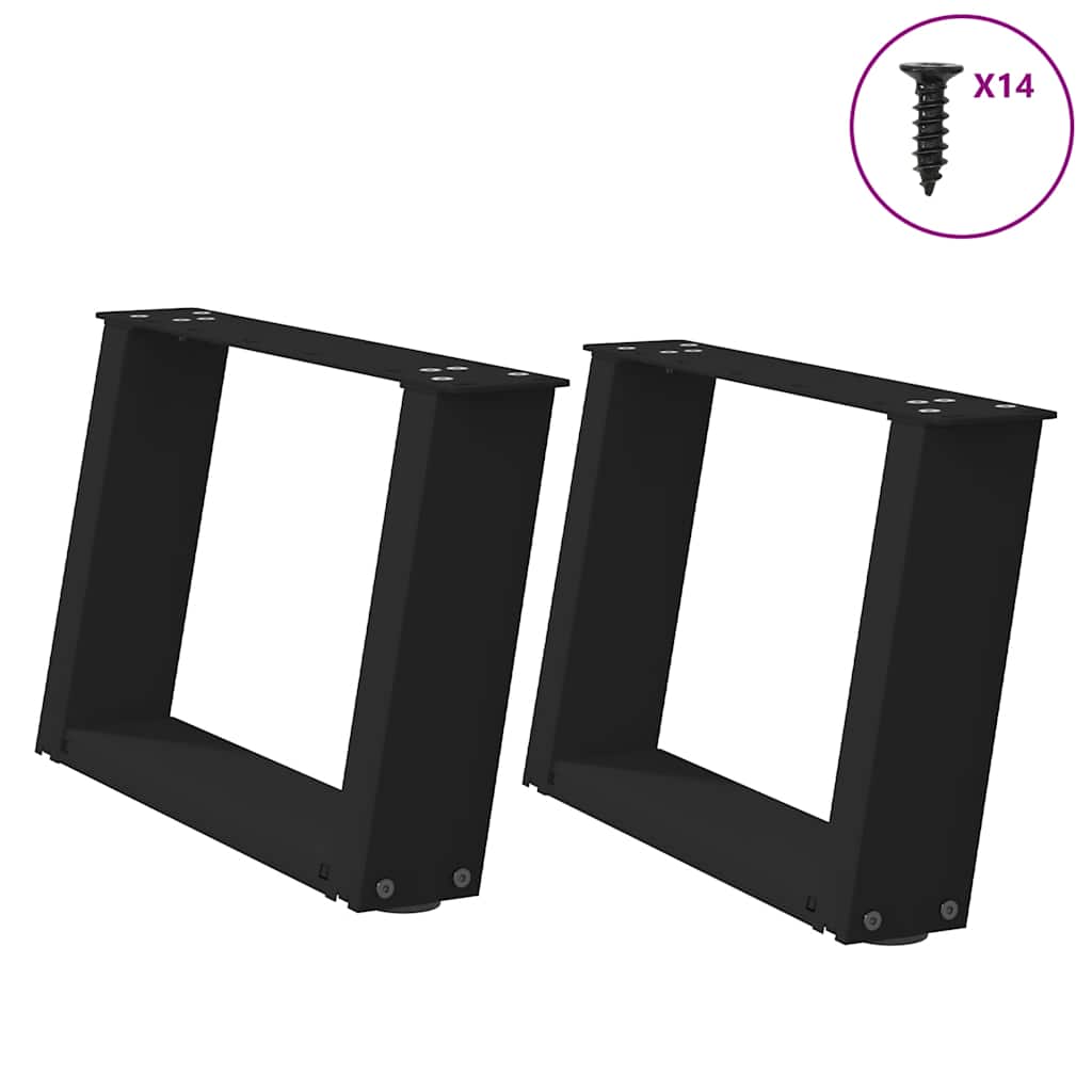 sofabordsben U-formet 2 stk. sort 40x(30-31) cm stål