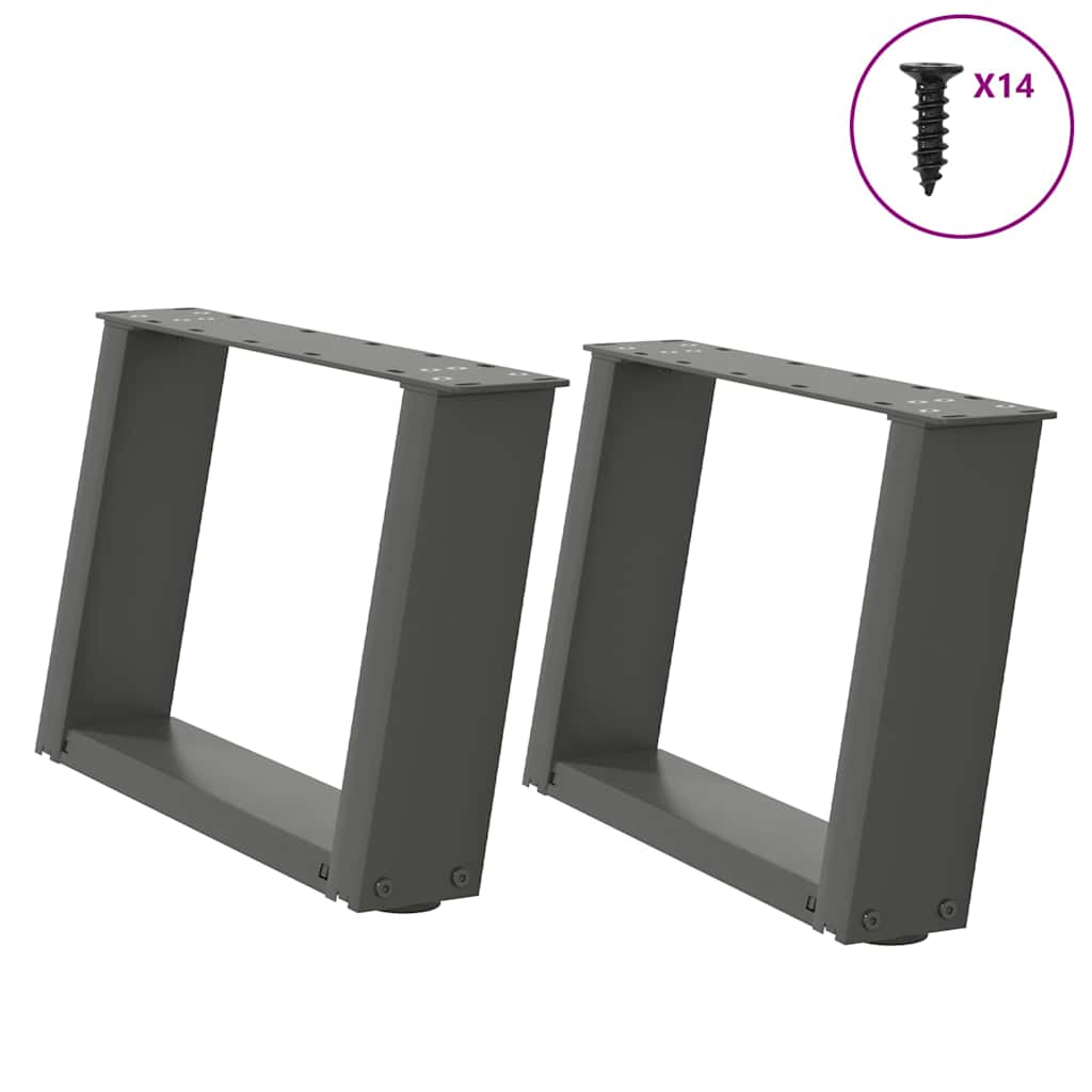 sofabordsben U-formet 2 stk. antracit 40x(30-31) cm stål