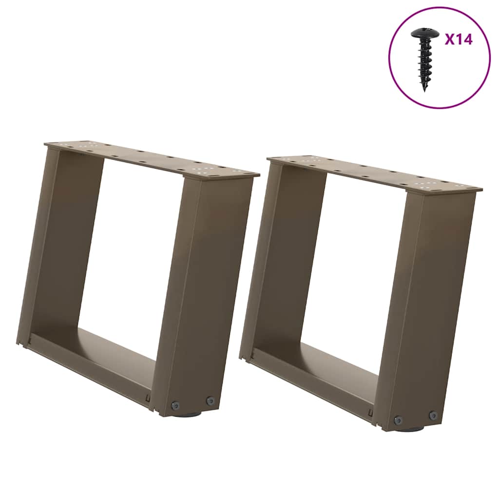 sofabordsben U-formet 2 stk. naturstål 50x(30-31) cm stål