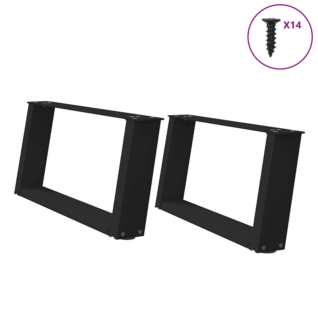 sofabordsben U-formet 2 stk. sort 70 x (30-31) cm stål