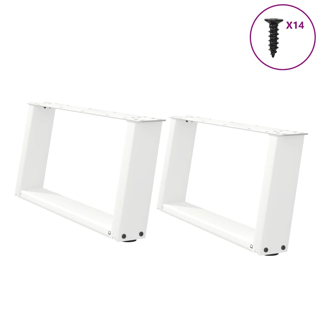 sofabordsben U-formet 2 stk. hvid 70x(30-31) cm stål