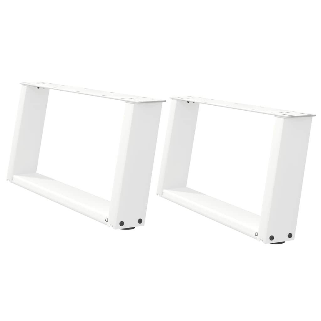 sofabordsben U-formet 2 stk. hvid 70x(30-31) cm stål