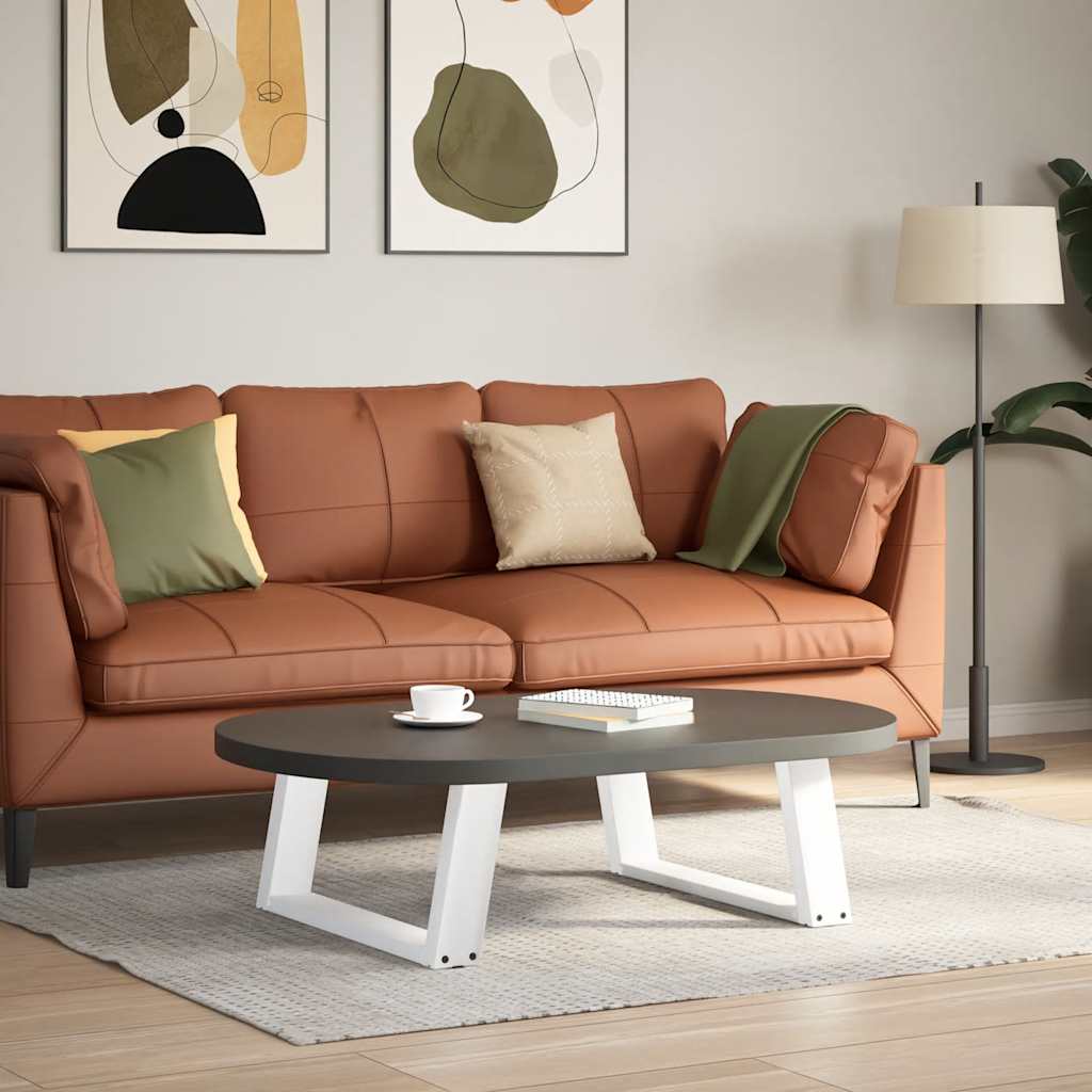 sofabordsben U-formet 2 stk. hvid 70x(30-31) cm stål