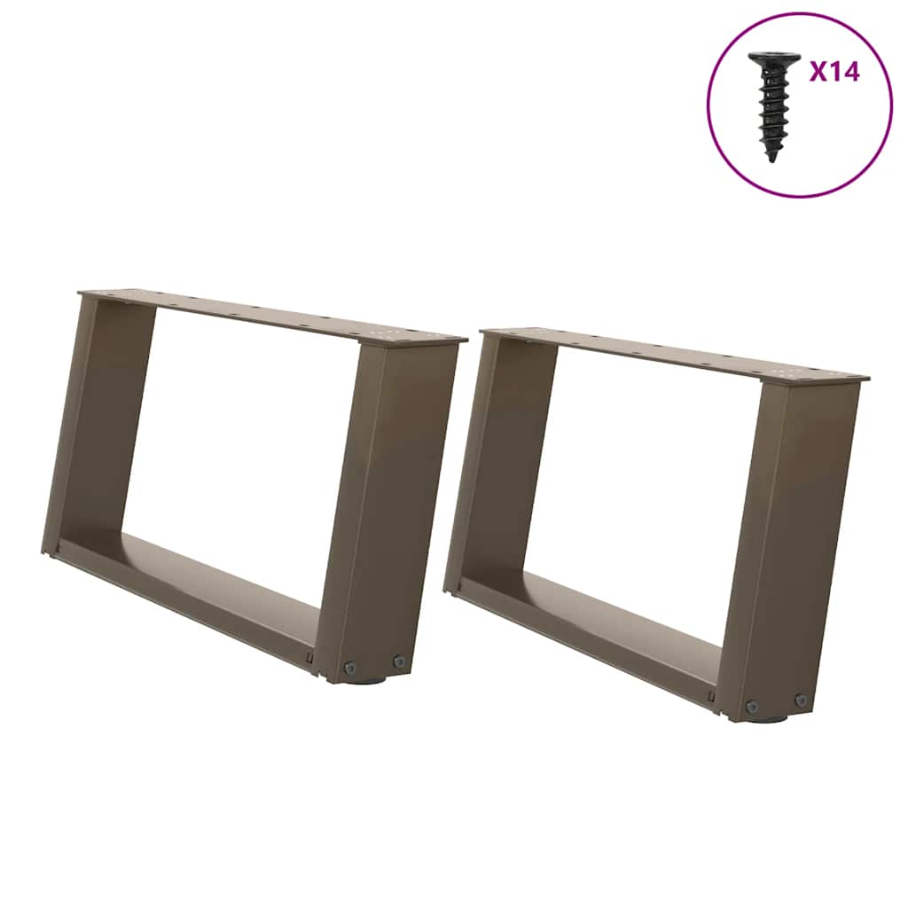 sofabordsben U-formet 2 stk. naturstål 70x(30-31) cm stål
