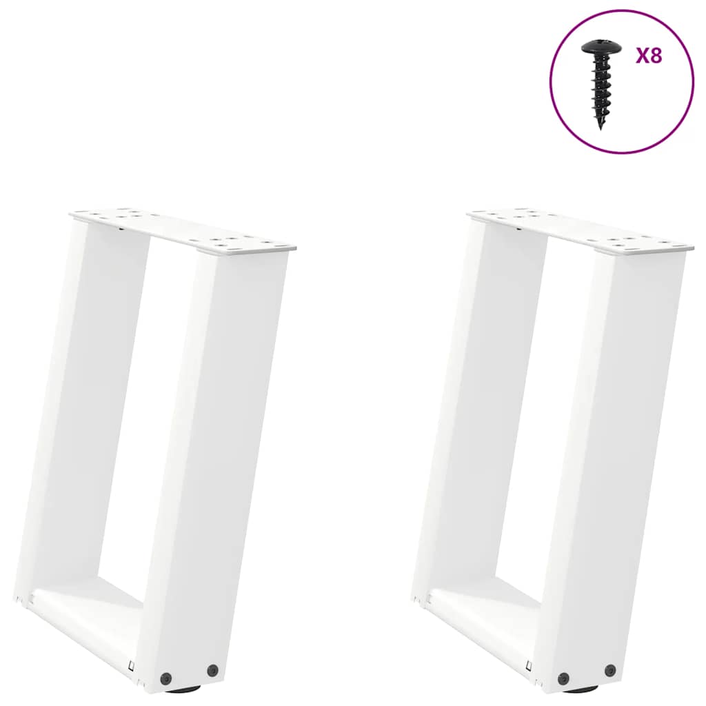 sofabordsben U-formet 2 stk. hvid 28 x (42-43) cm stål