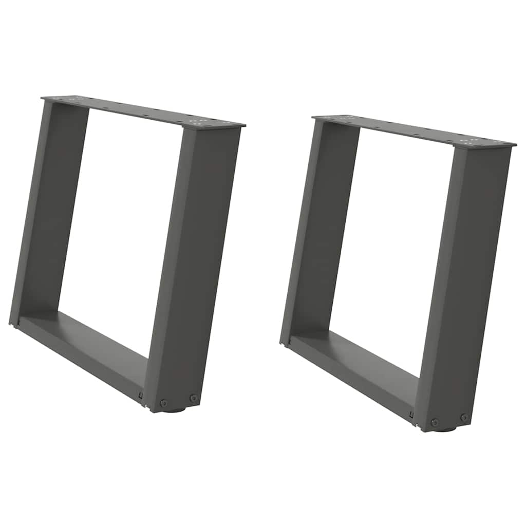 sofabordsben U-formet 2 stk. antracit 60x(42-43) cm stål
