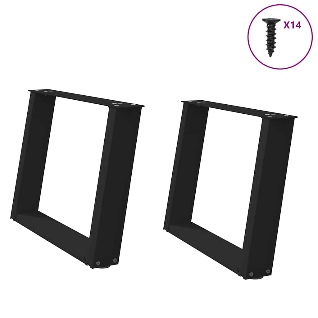 sofabordsben U-formet 2 stk. sort 70 x (42-43) cm stål