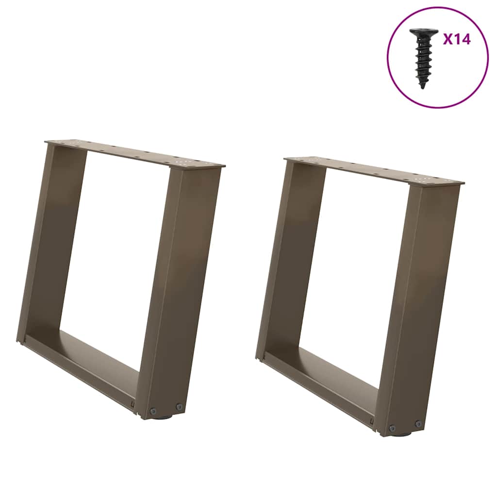sofabordsben U-formet 2 stk. naturstål 70 x (42-43) cm stål