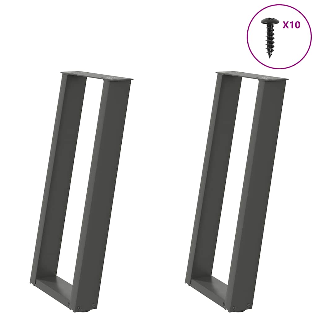 konsolbordben U-formet 2 stk. antracit 28 x (72-73) cm stål