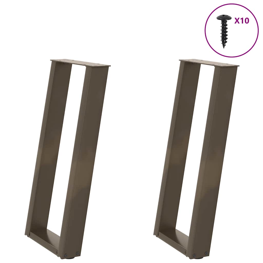 konsolbordben U-formet 2 stk. naturstål 28 x (72-73) cm stål