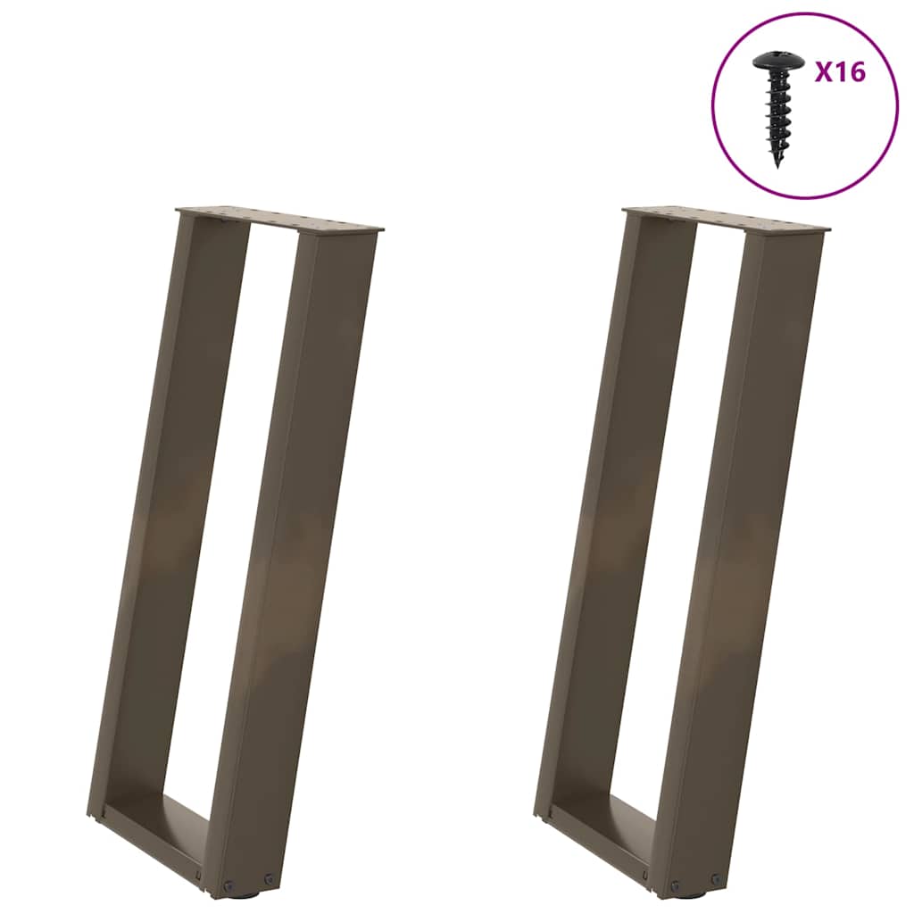 konsolbordben U-formet 2 stk. naturstål 38 x (72-73) cm stål