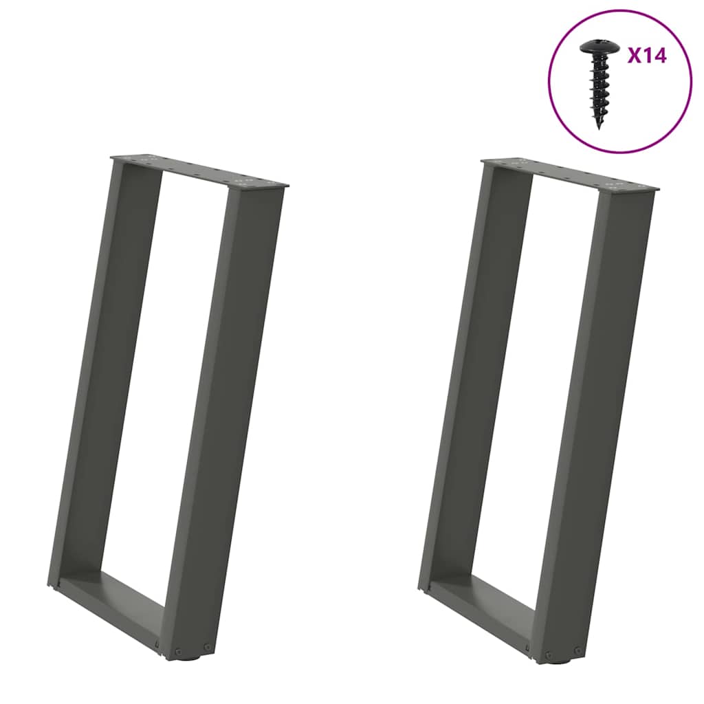 spisebordsben U-formet 2 stk. antracit 50x(72-73) cm stål