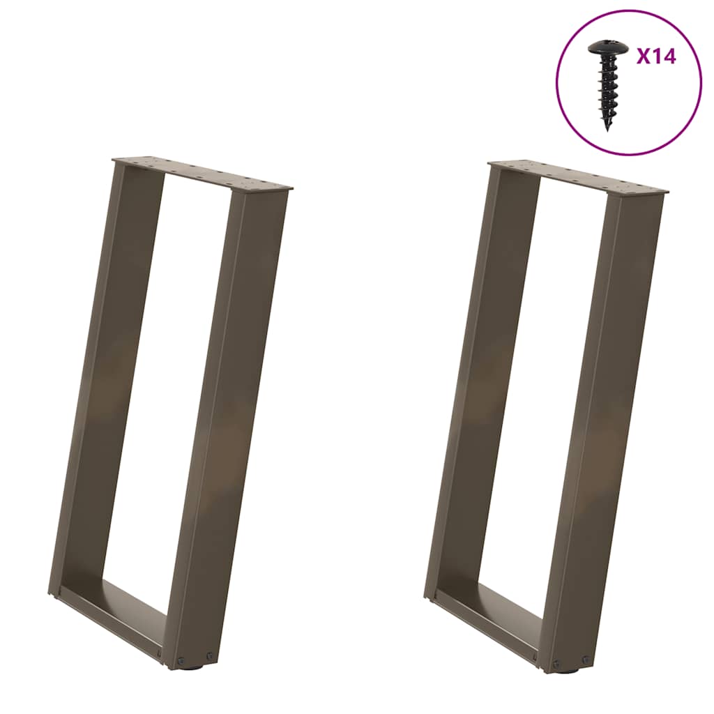 spisebordsben U-formet 2 stk. naturstål 50x(72-73) cm stål