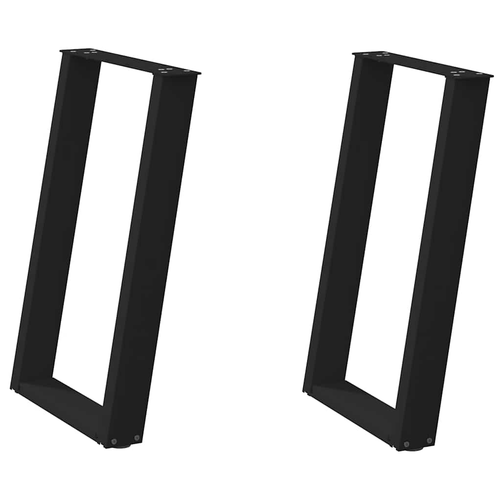 spisebordsben U-formet 2 stk. sort 60 x (72-73) cm stål
