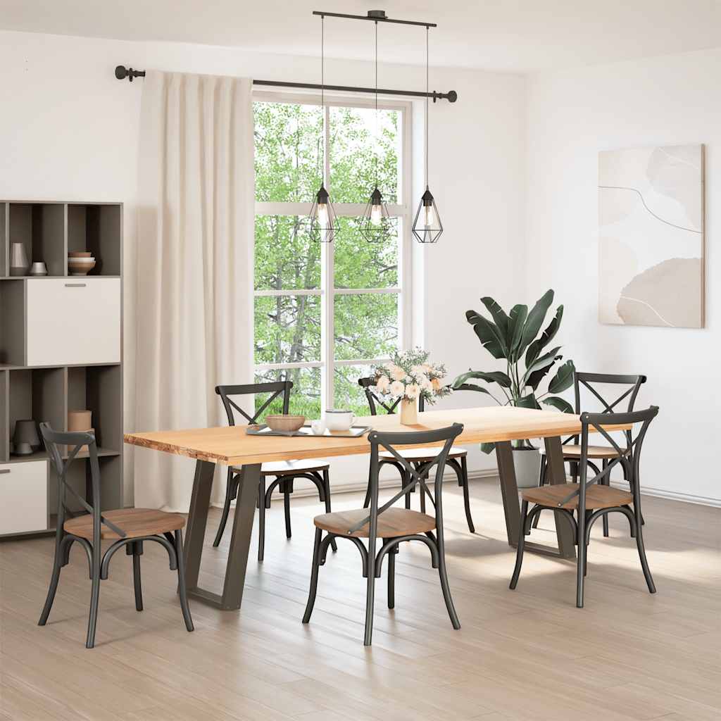 spisebordsben U-formet 2 stk. naturstål 60 x (72-73) cm stål