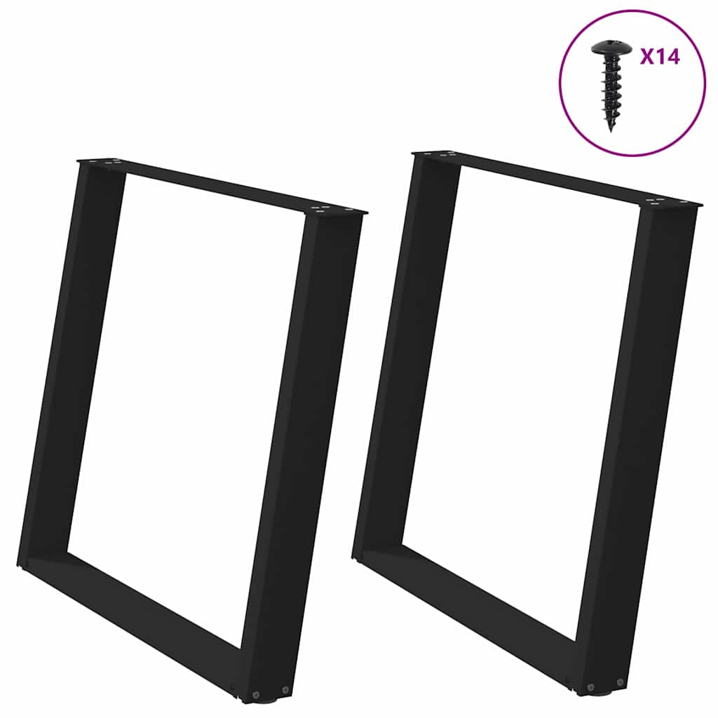 spisebordsben U-formet 2 stk. sort 90 x (72-73) cm stål
