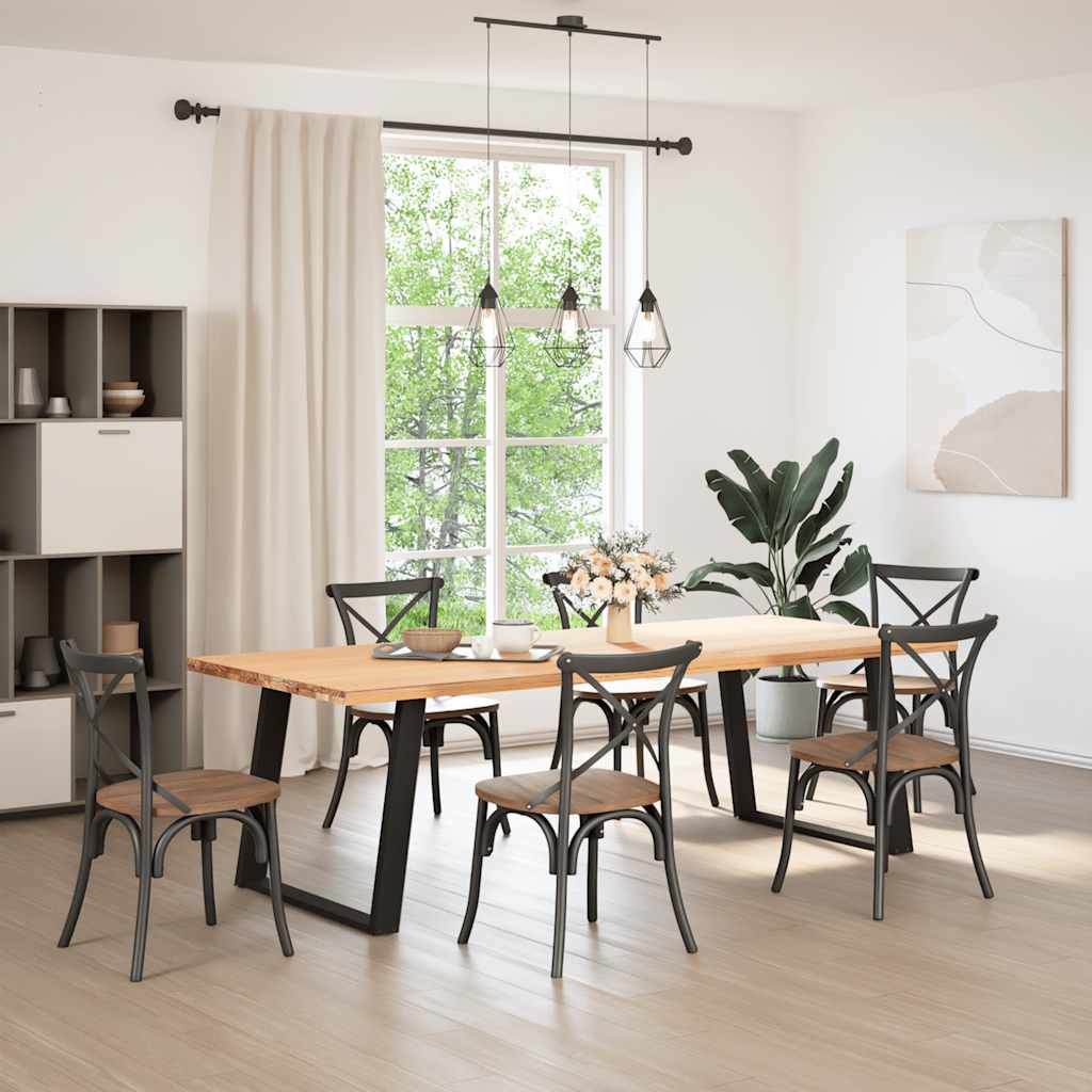 spisebordsben U-formet 2 stk. sort 90 x (72-73) cm stål