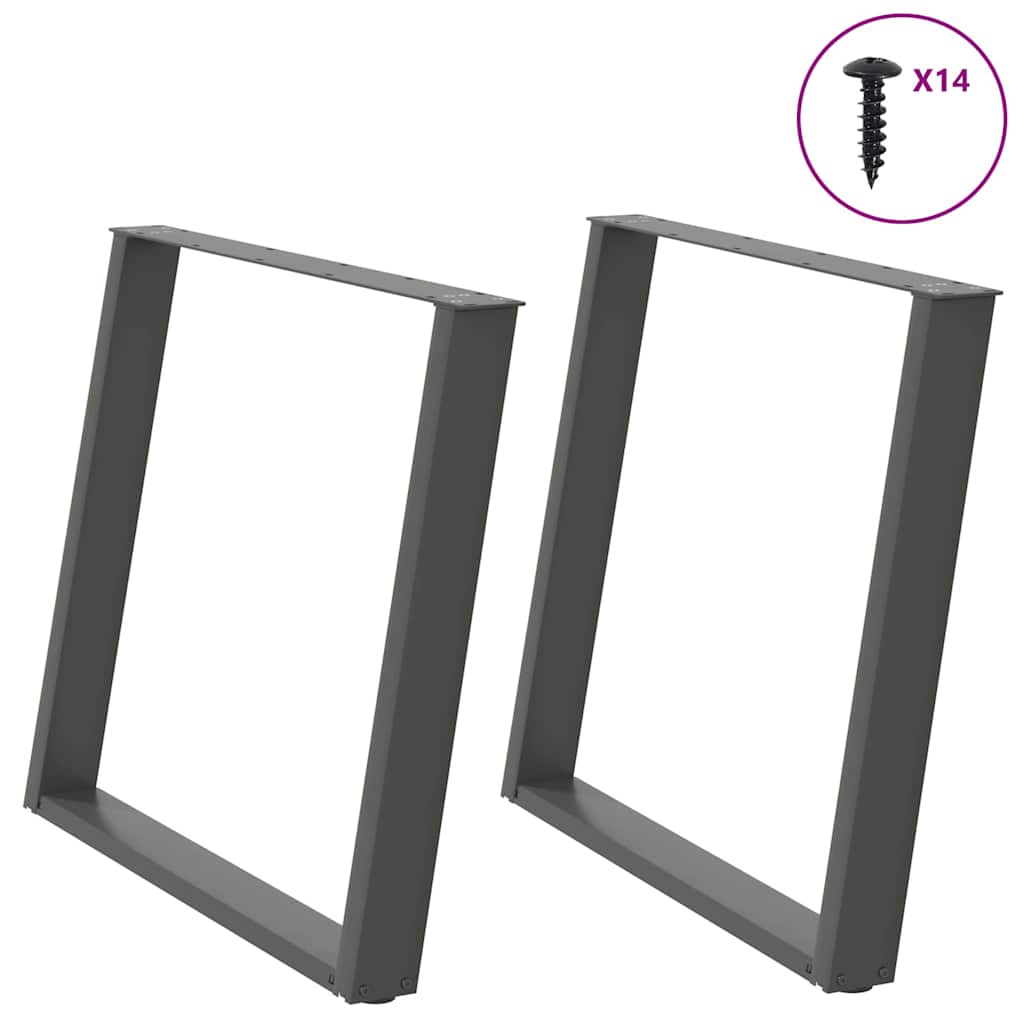 spisebordsben U-formet 2 stk. antracit 90x(72-73) cm stål