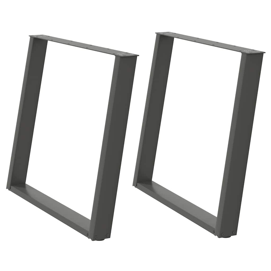 spisebordsben U-formet 2 stk. antracit 90x(72-73) cm stål
