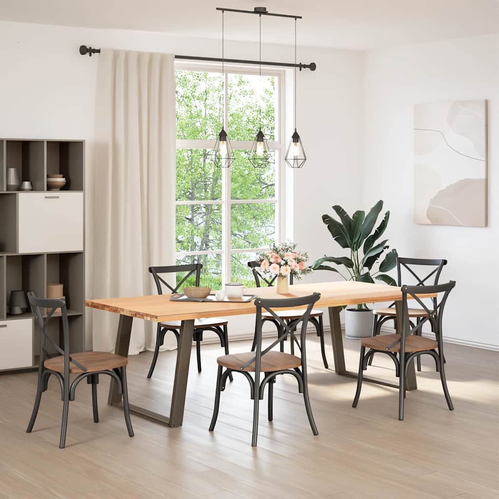 spisebordsben U-formet 2 stk. naturstål 90 x (72-73) cm stål