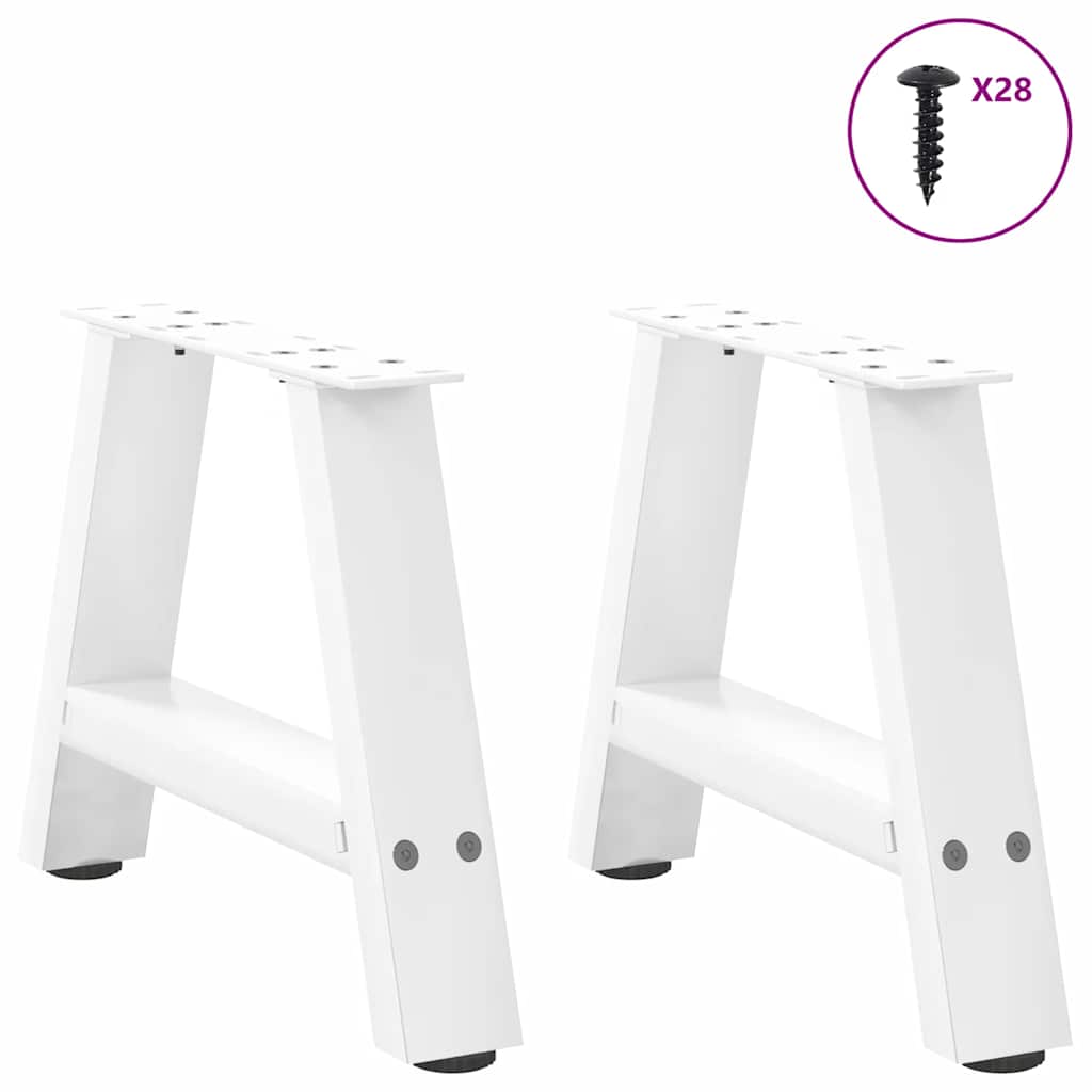 sofabordsben A-formet 2 stk. hvid 50x(30-31) cm stål