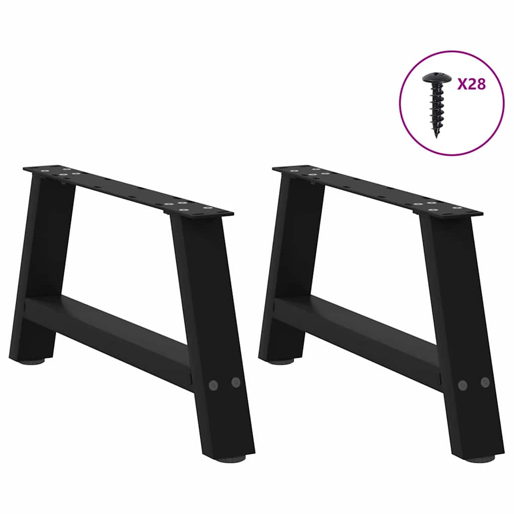 sofabordsben A-formet 2 stk. sort 60 x (30-31) cm stål