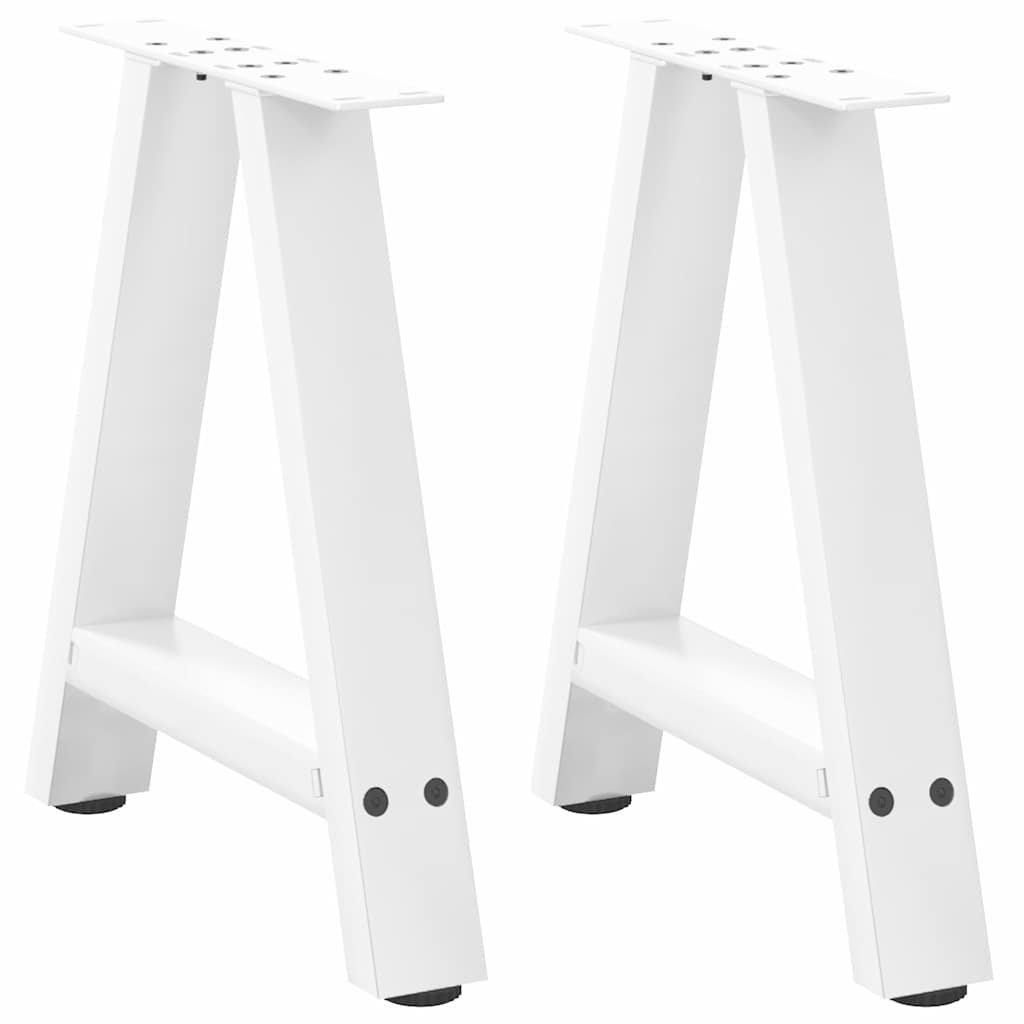 sofabordsben A-formet 2 stk. hvid 50x(42-43) cm stål
