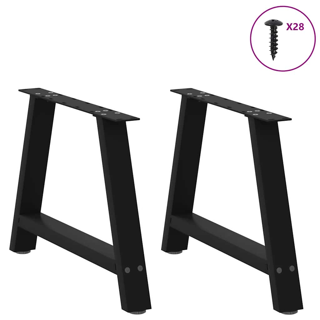 sofabordsben A-formet 2 stk. sort 60 x (42-43) cm stål