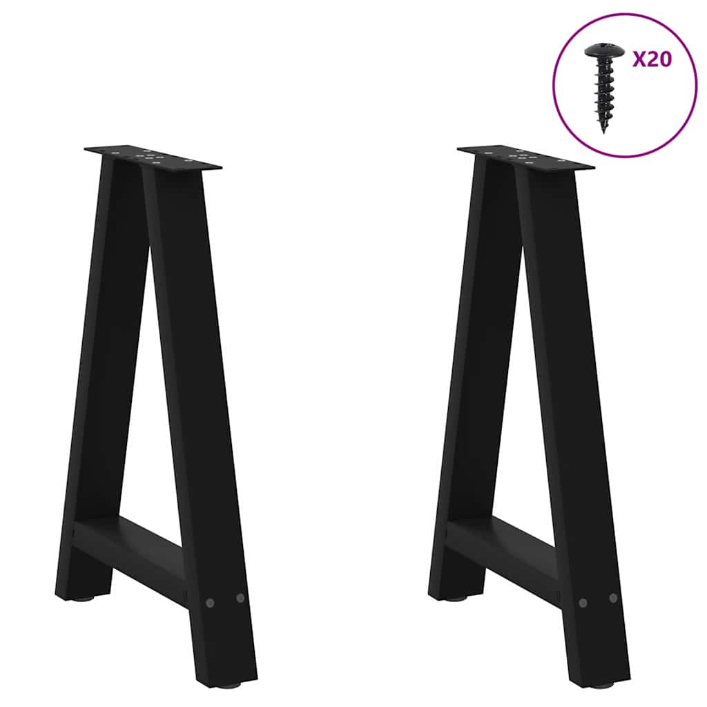 spisebordsben A-formet 2 stk. sort 60 x (72-73) cm stål