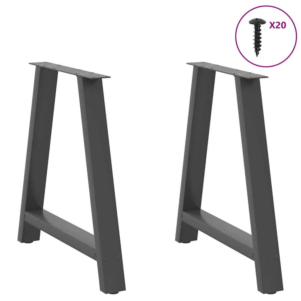 spisebordsben A-formet 2 stk. antracit 70 x (72-73) cm stål