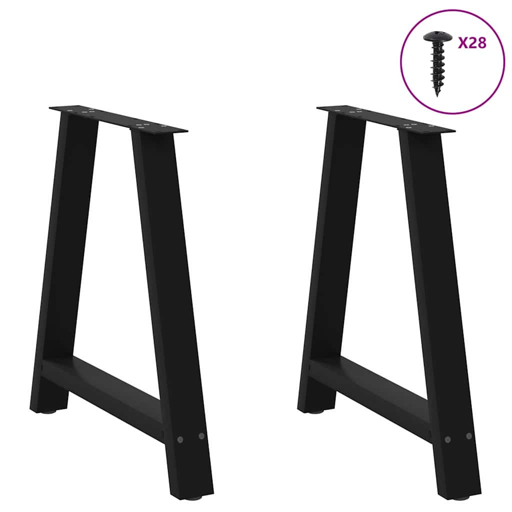 spisebordsben A-formet 2 stk. sort 80x(72-73) cm stål