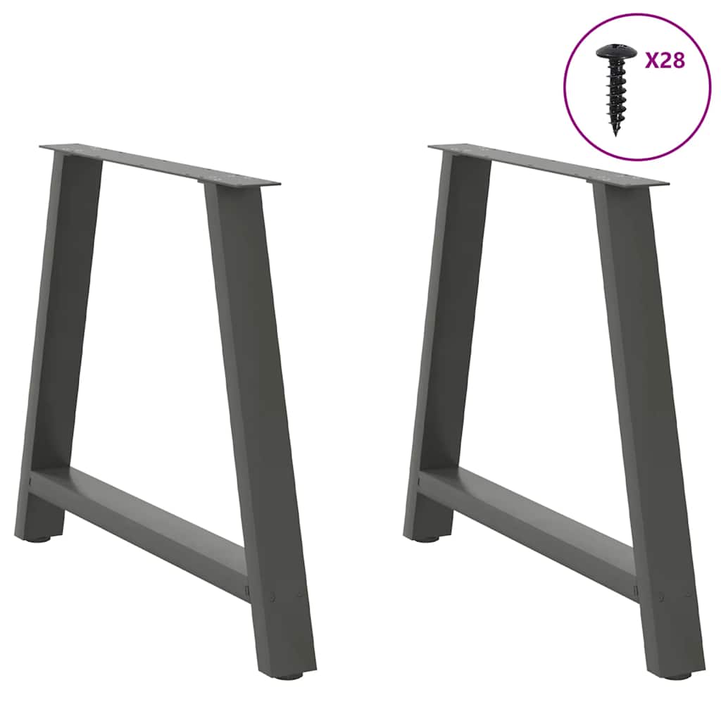 spisebordsben A-formet 2 stk. antracit 90x(72-73) cm stål