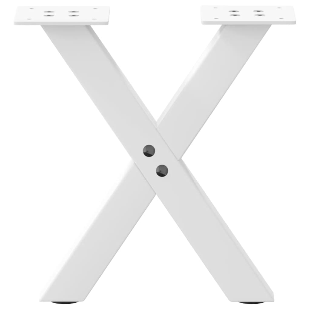 sofabordsben X-formet 2 stk. hvid 30x(30-31) cm stål