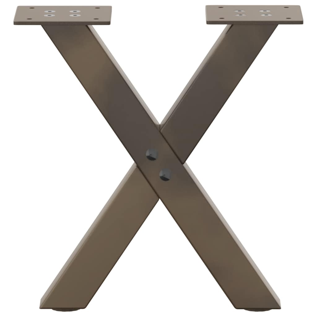 sofabordsben X-formet 2 stk. naturstål 30x(30-31) cm stål