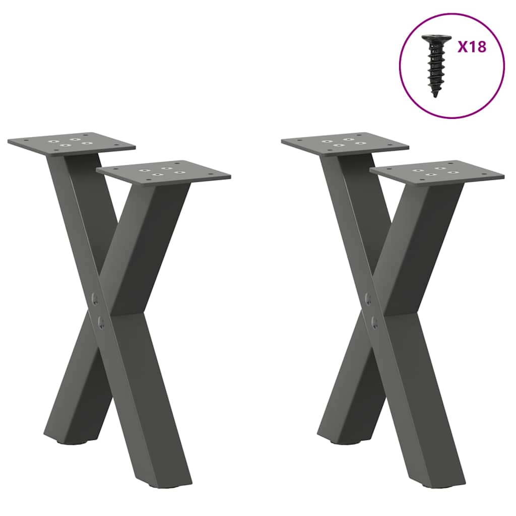 sofabordsben X-formet 2 stk. antracit 37x(30-31) cm stål