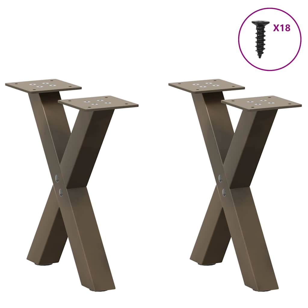 sofabordsben X-formet 2 stk. naturstål 37x(30-31) cm stål