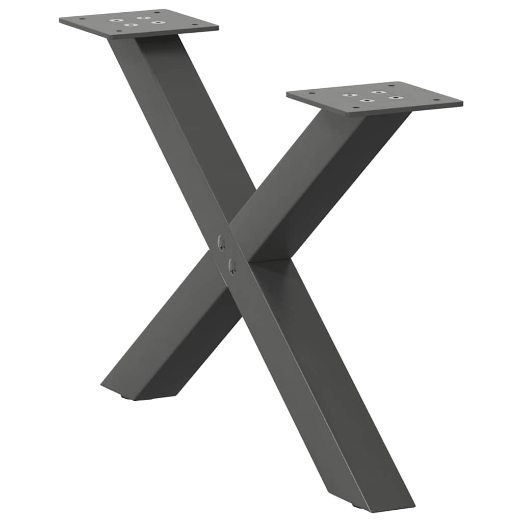 sofabordsben X-formet 2 stk. antracit 50x(30-31) cm stål