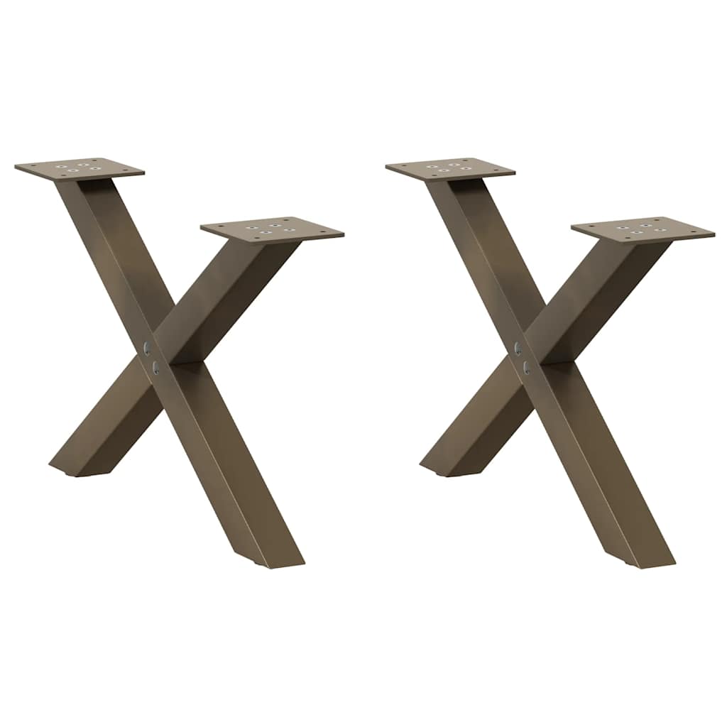 sofabordsben X-formet 2 stk. naturstål 50x(30-31) cm stål