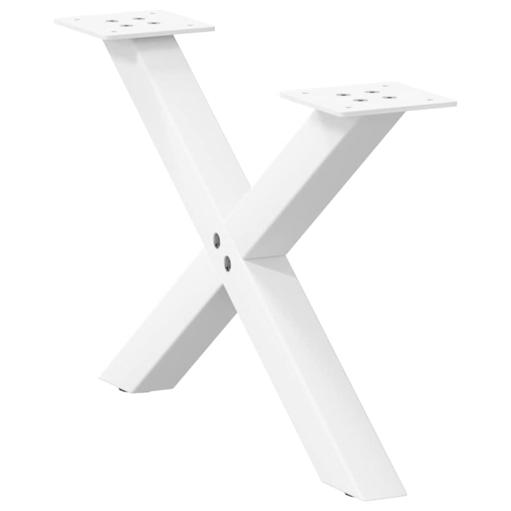 sofabordsben X-formet 2 stk. hvid 60x(30-31) cm stål