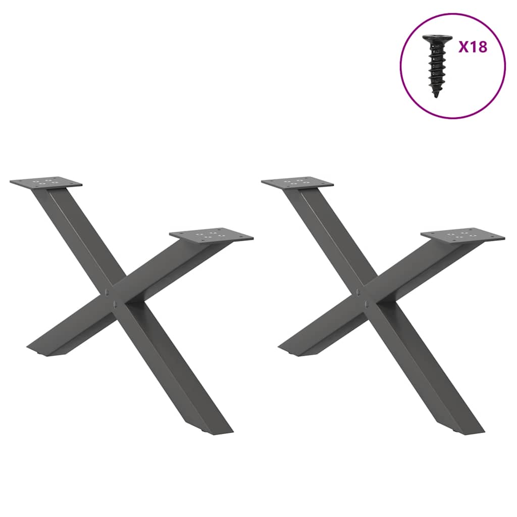 sofabordsben X-formet 2 stk. antracit 70x(30-31) cm stål