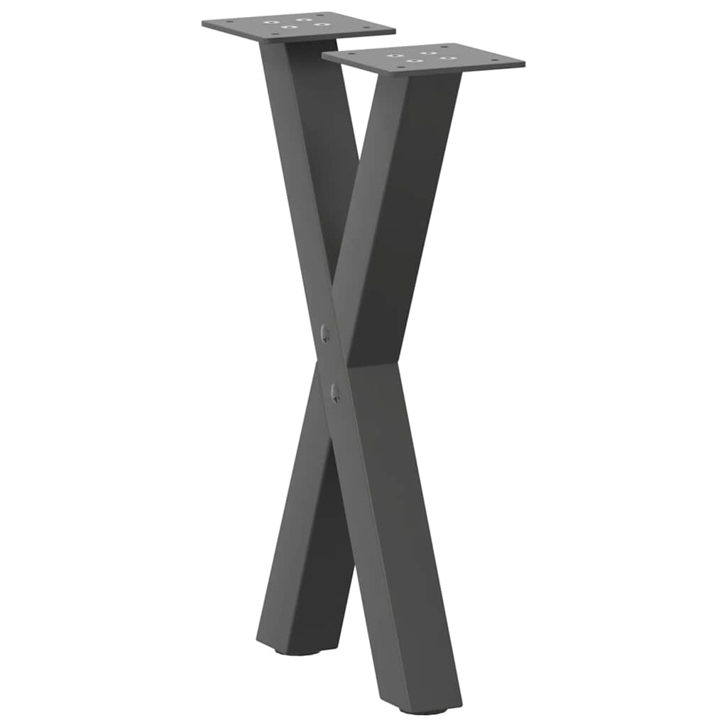 sofabordsben X-formet 2 stk. antracit 28 x (42-43) cm stål