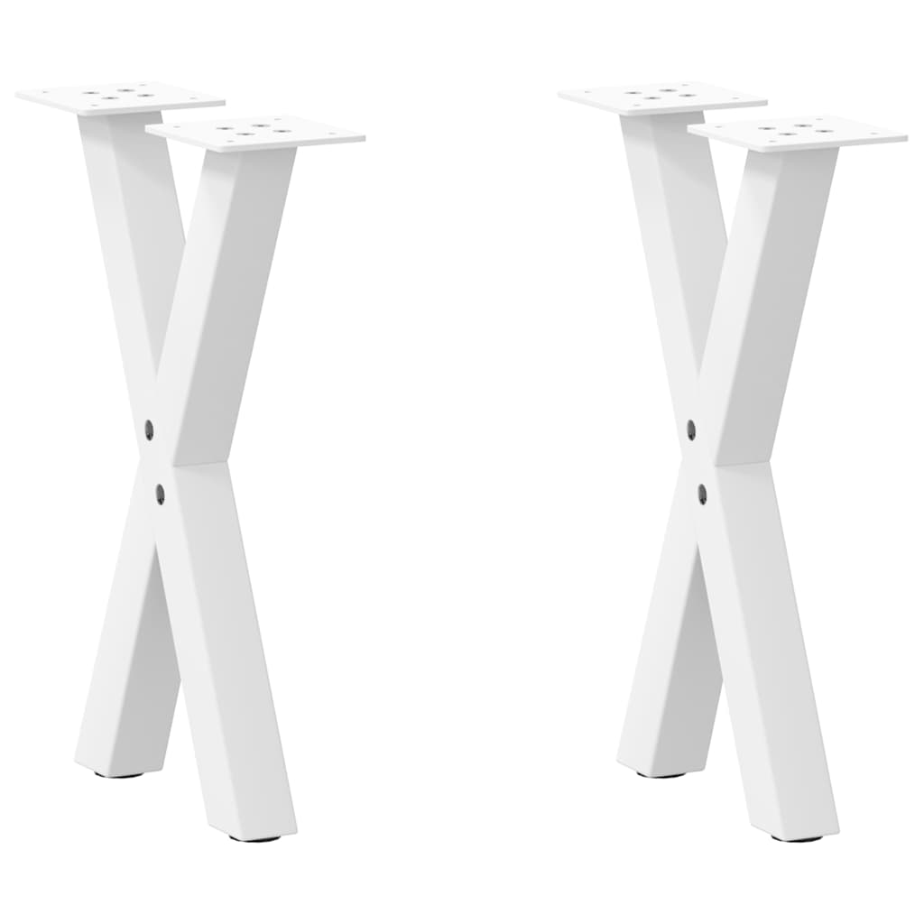 sofabordsben X-formet 2 stk. hvid 38 x (42-43) cm stål